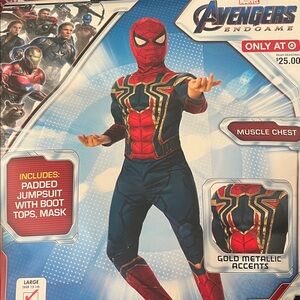Marvel Avengers Endgame Spider-Man Kids Costume - Red, Blue, Gold LARGE SIZE